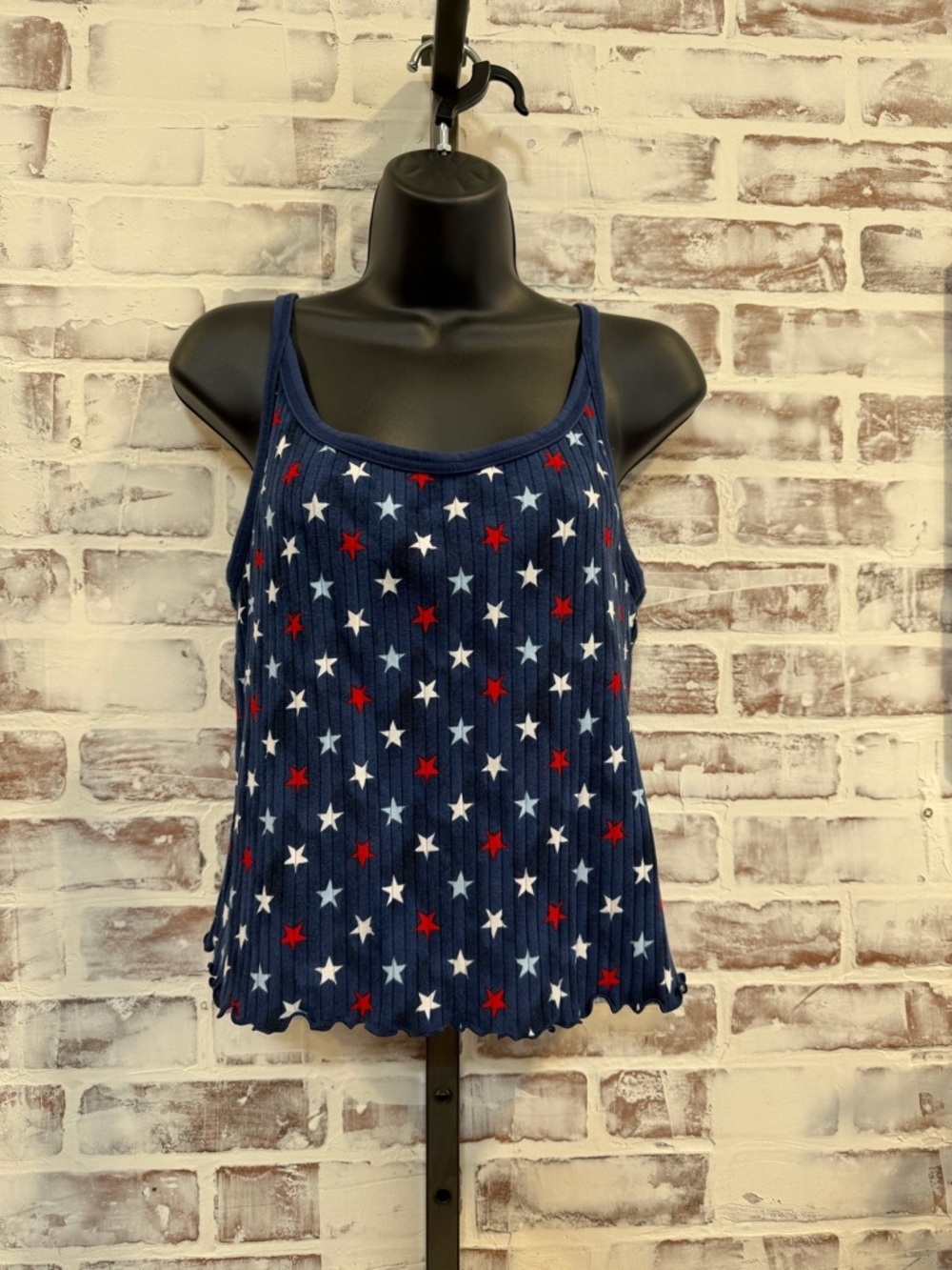 Old Navy Navy Tank Top and chiffon festival scarf with Red & White Stars